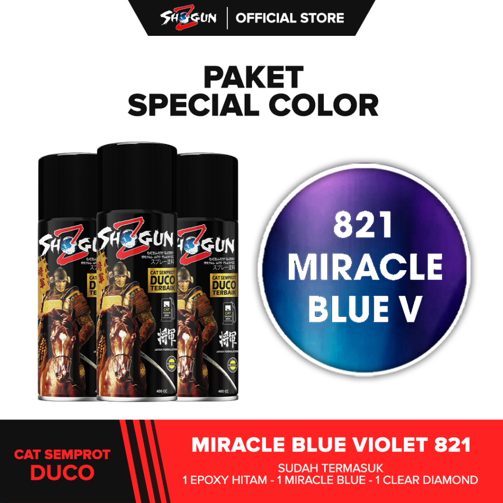 Shogun Z Paint Paket LENGKAP Cat Semprot Motor Bunglon Miracle Blue V (7163,821,8541)