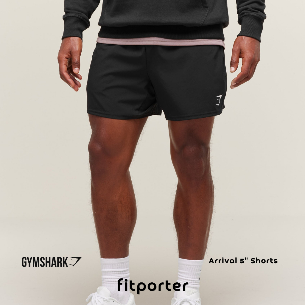 (FITPORTER) Gymshark Men | Arrival 5" Shorts | Color Black |  100% Authentic Gym Athletic Activewear