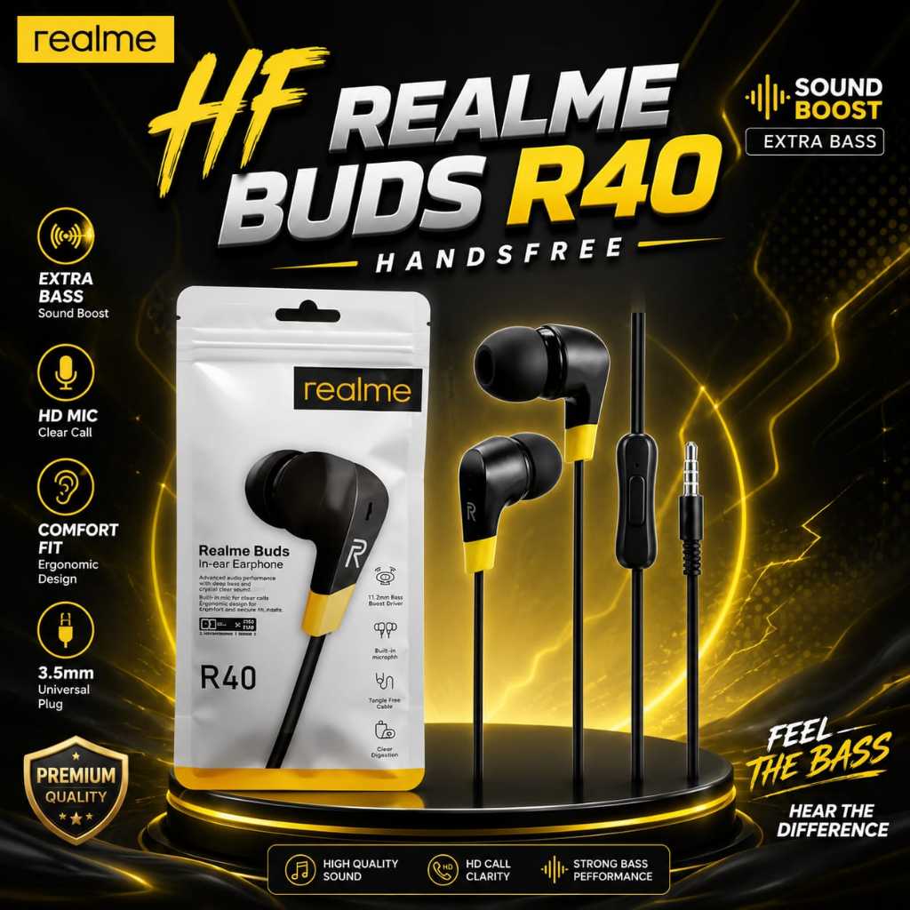 hf realme r40  headshet realme r40 earphone realme r40 suara bass dan jernih