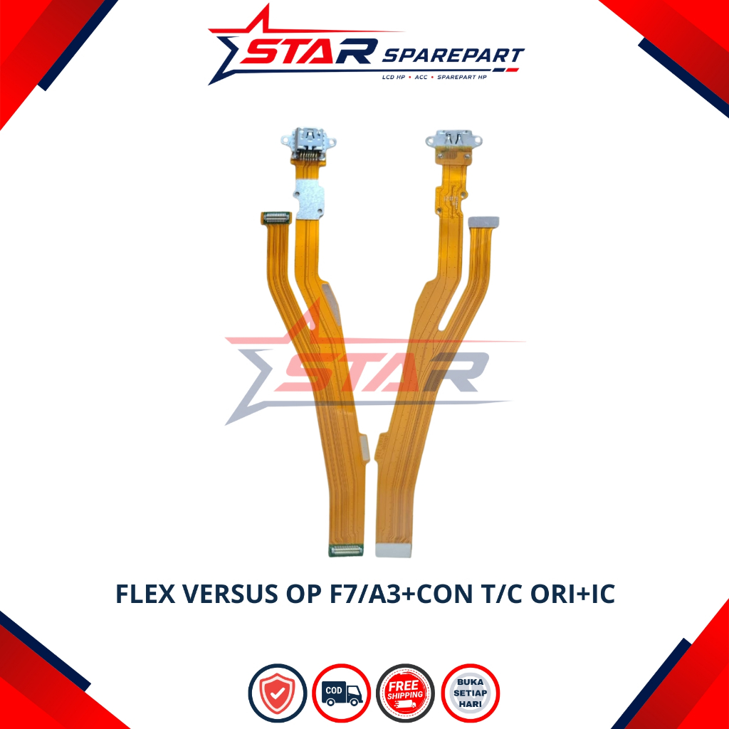 FLEXIBEL OPPO F7 / OPPO A3 + CONNECTOR CHARGER ORI