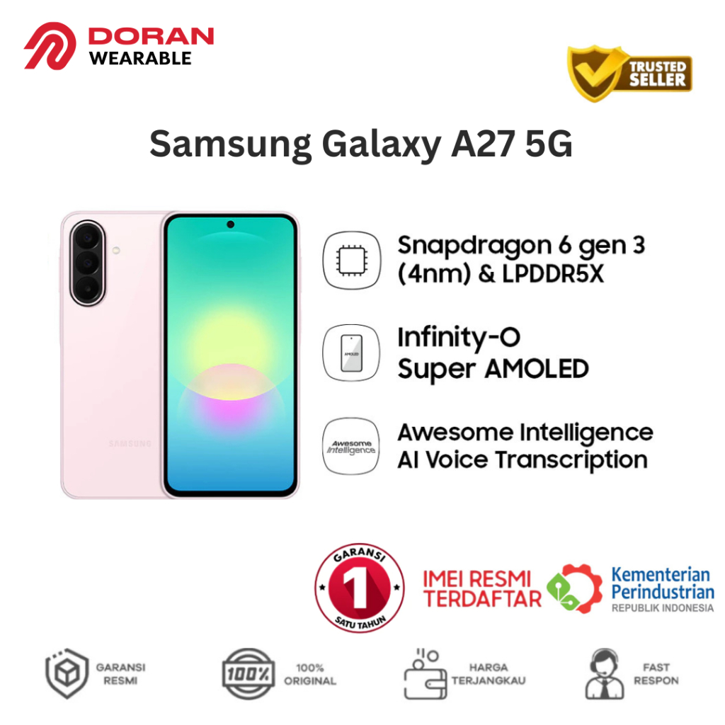 Samsung Galaxy A27 5G | 6/128GB |  8/256GB - Light Pink | Hp AI | IP64 | 5000 mAh - Garansi Resmi