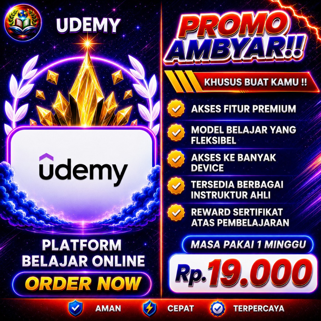 Udemy Promo Ambyar Akses Premium, Fleksibel, Banyak Device, Sertifikat, 1 Minggu
