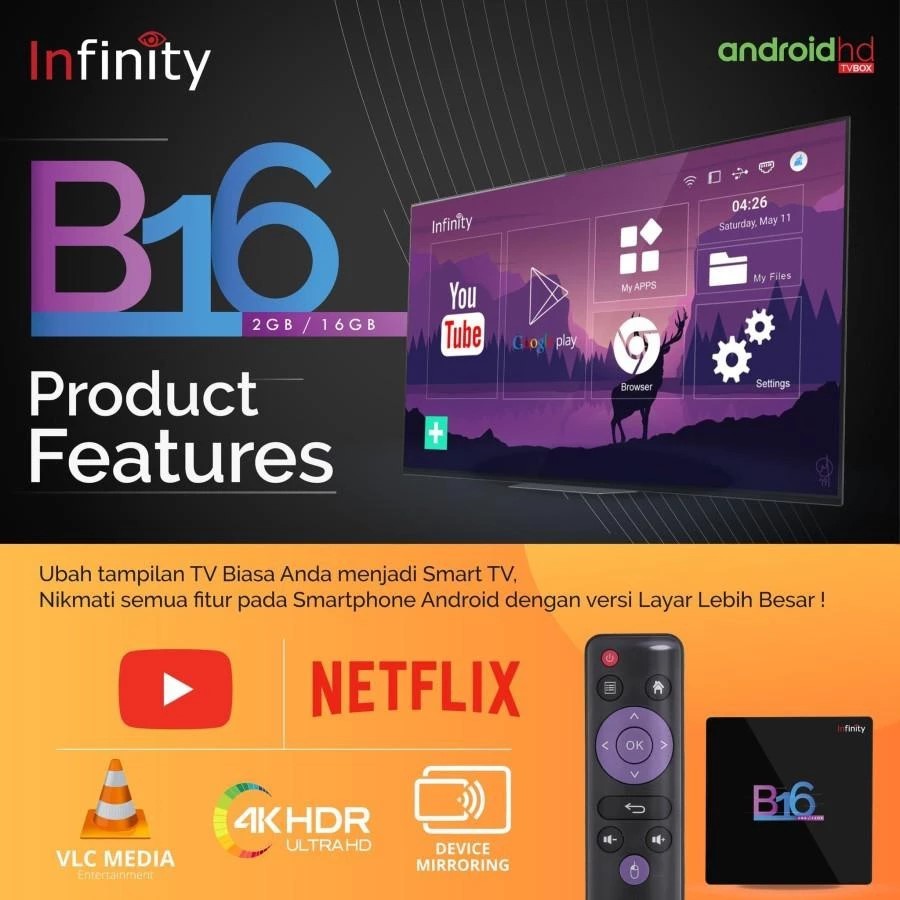 Android TV Box Infinity B16 RAM 2GB ROM 16GB