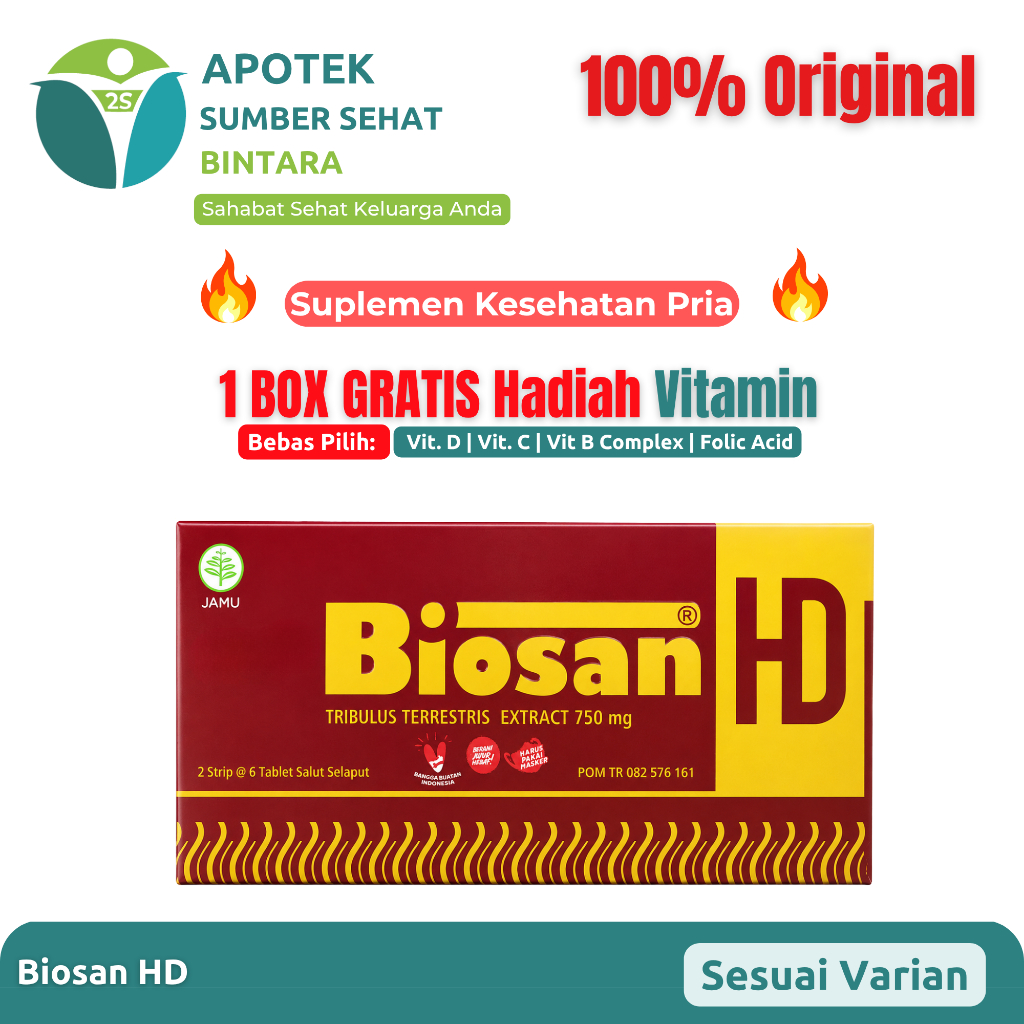 [BOX] Biosan HD | Tribulus Terrestris Extract 750 mg | Suplemen Herbal Pria
