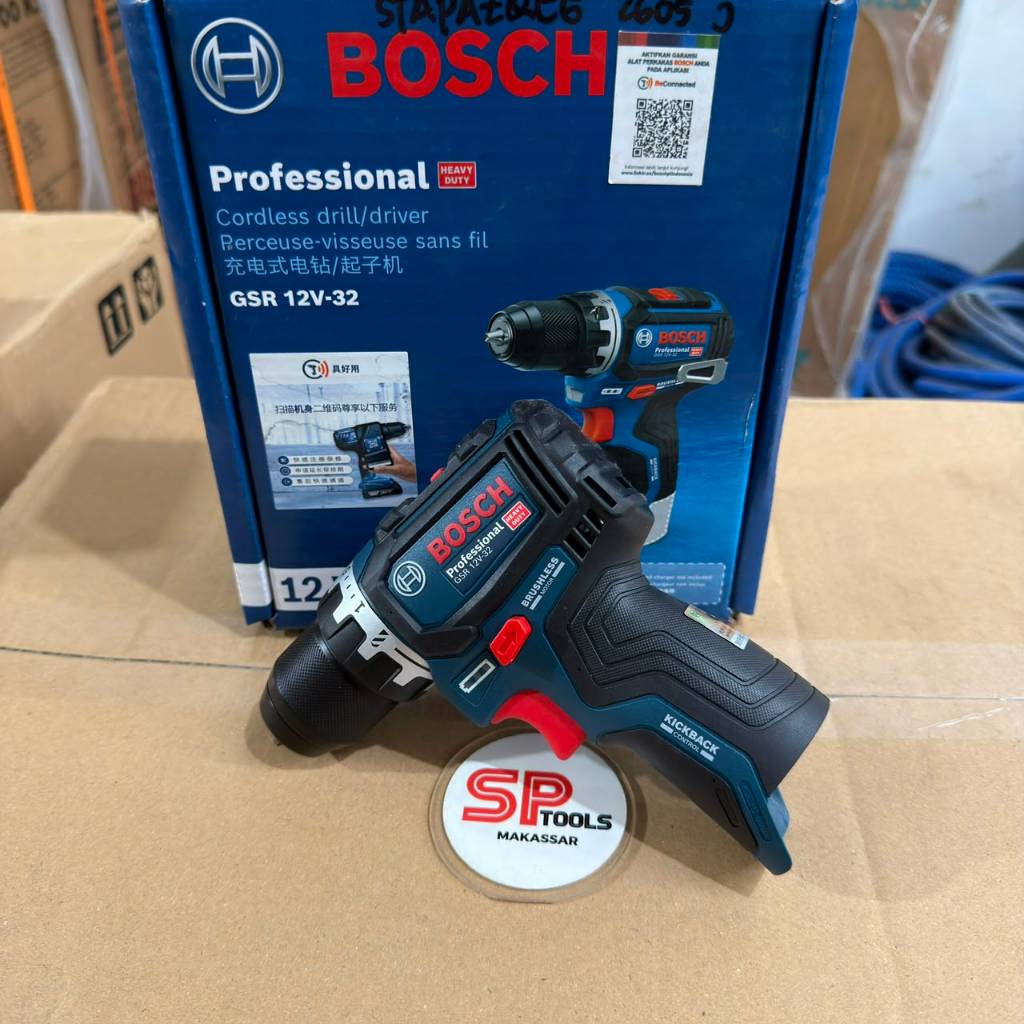 MESIN BOR BATERAI BATTERY CAS CORDLESS DRILL 12V BRUSHLESS POWERFULL BOSCH GSR12V-32 / GSR 12V-32 (U