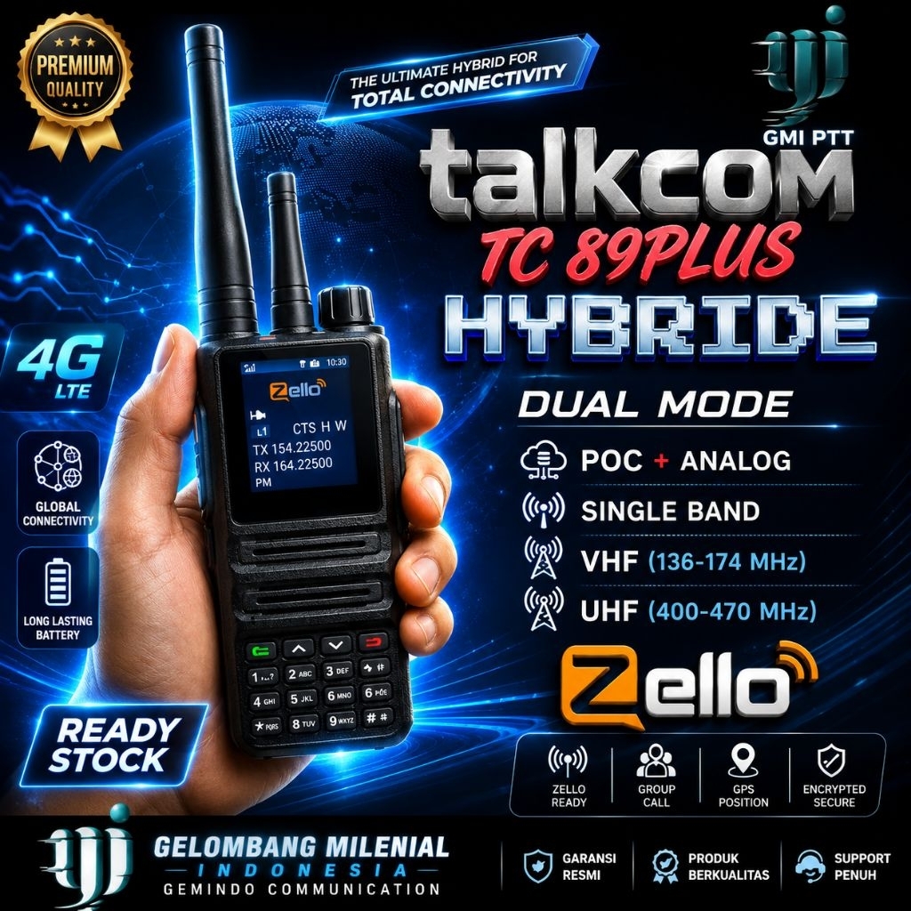 HT POC TALKCOM TC98 PLUS HYBRID POC GLOBAL PTT ZELLO WALKIEFLEET GMI PTT VHF UHF