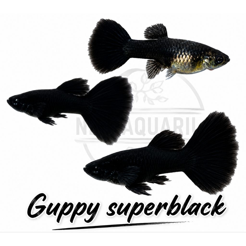 Guppy full black perpasang calon indukan