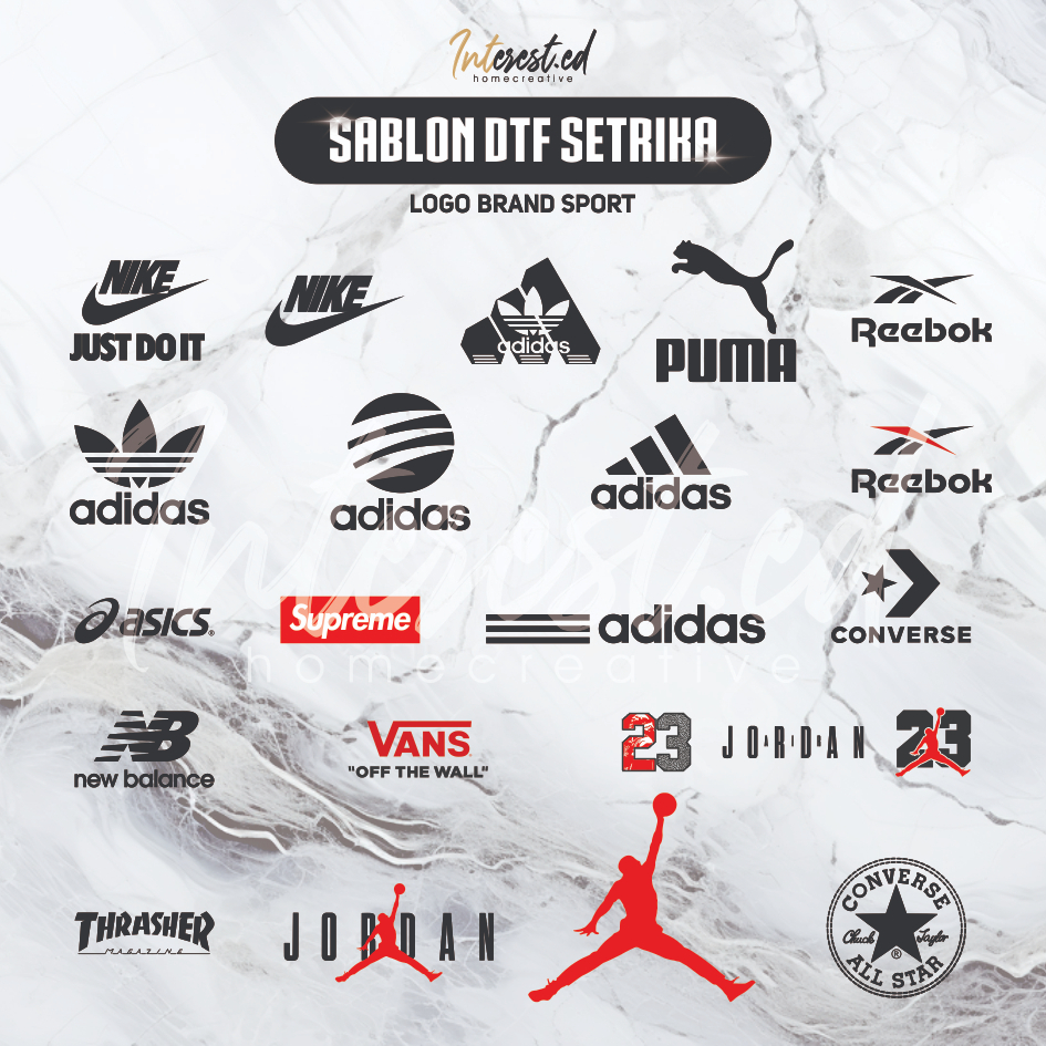 SABLON DTF SETRIKA LOGO SPORT BRAND APPAREL NIKE ADIDAS PUMA