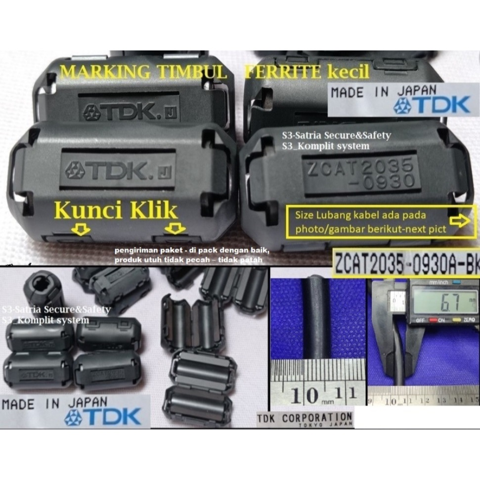 TDK ZCAT2035-0930 tdk ferrite  (minimal 6pcs) ferit ferite magnet clam klem clamp cable 6mm 7mm kabe