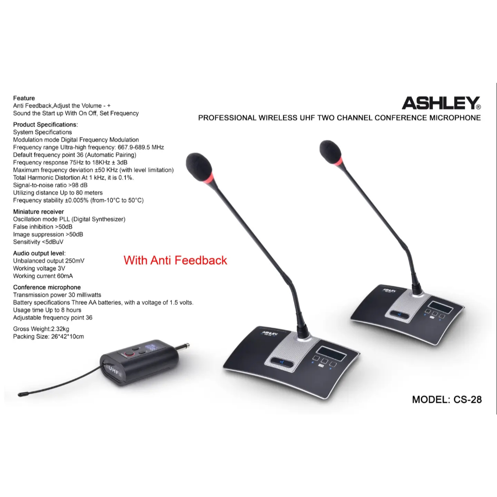 Ashley CS28 Mic Meja Konferensi Profesional Microphone Meja Wireless terbaru