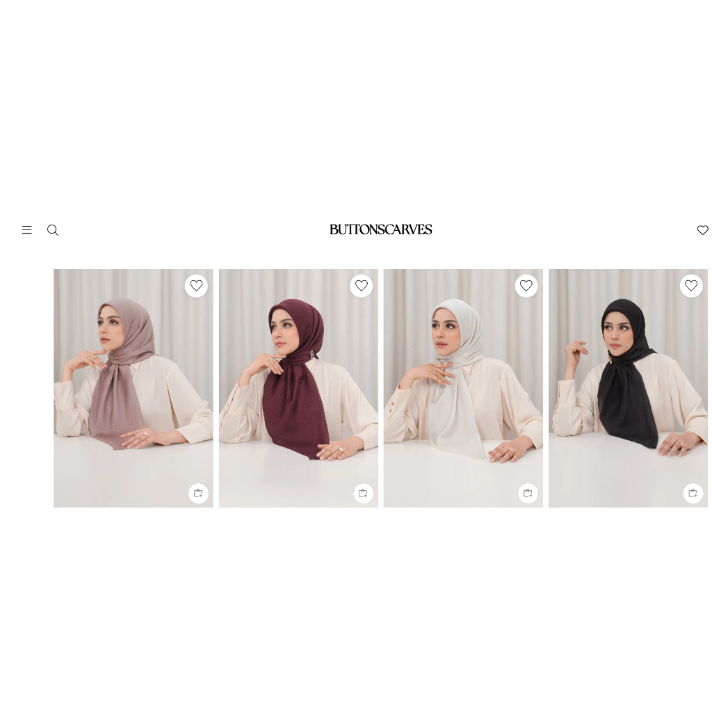 ButtonScarves Hijab Square Luxury Minimalis Simpel Polos (Kelly Jackquard Square) Button Logo Mengki