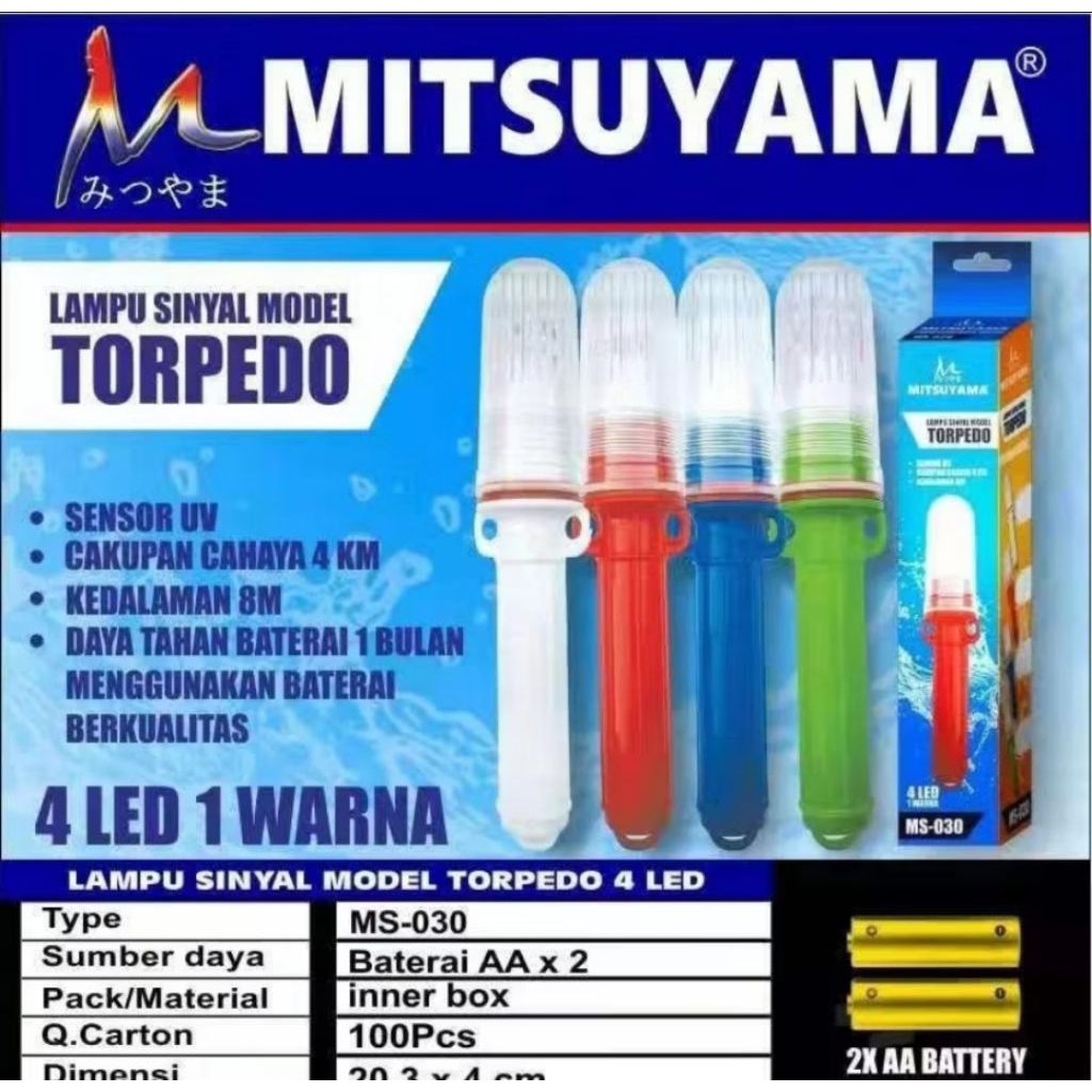 MITSUYAMA MS-030 Lampu Nelayan Sinyal Torpedo 4LED 1 warna - OVERPAST