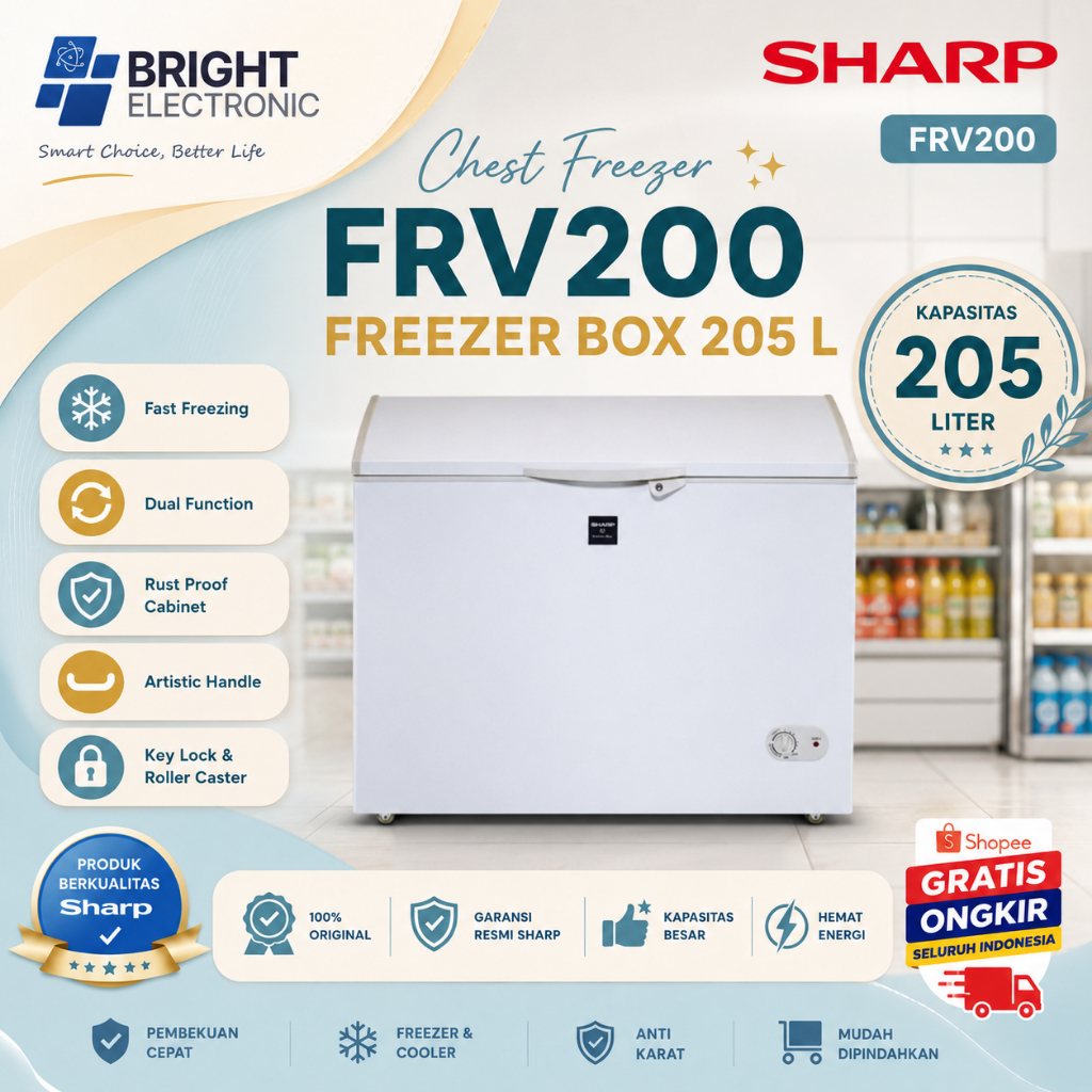 SHARP CHEST FREEZER FRV 200 BOX CHILLER/FRV-200/FRV200/FRV 200/CHEST FREEZER BOX CHILLER SHARP