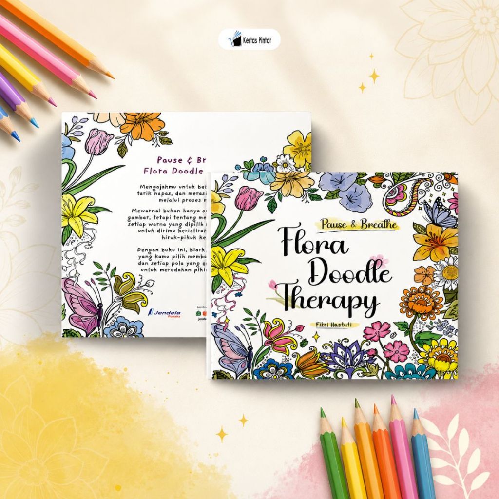 Buku Mewarnai Dewasa Art Coloring Doodle Flora Therapy Art Therapy Book Jendela Penerbit
