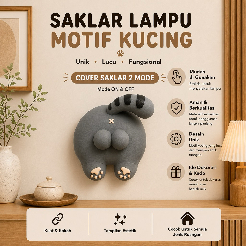 Saklar karakter Kucing , Hiasan Dinding , Dekorasi dinding Lucu , Barang Bagus