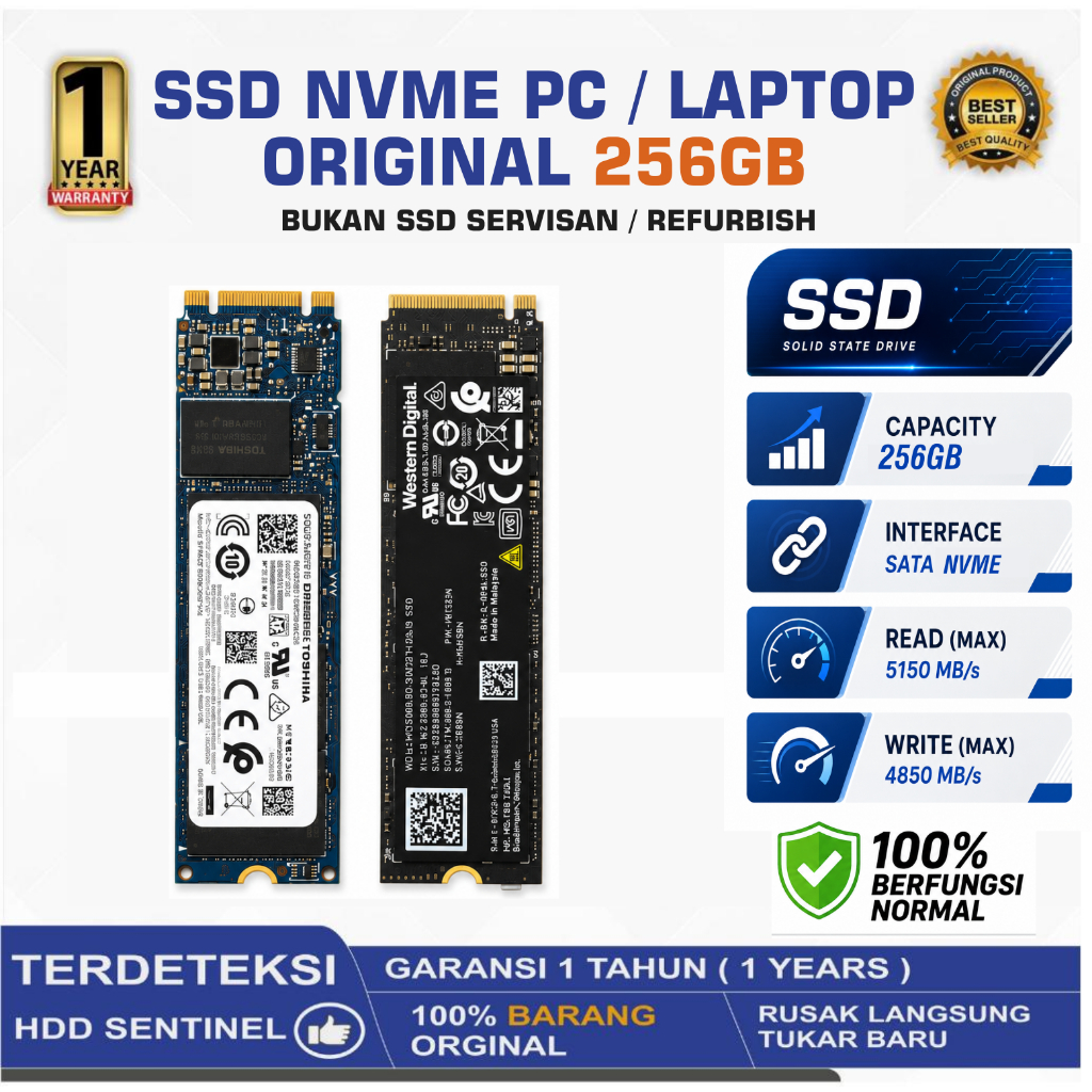 SSD M2 NVMe 256GB Bekas Copotan Laptop Western Digital SKHYNIX Samsung Health Good
