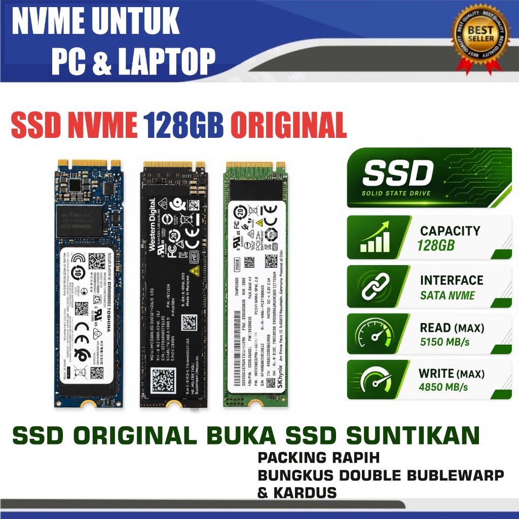 SSD M2 NVMe 128gb Bekas Copotan Laptop Western Digital SKHYNIX Samsung Health Good