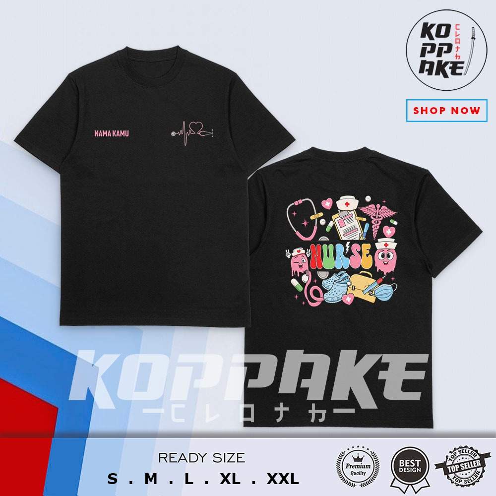 Kaos Nurse Desain Pop Art Doodle Lucu Gratis Nama Kamu Baju Distro