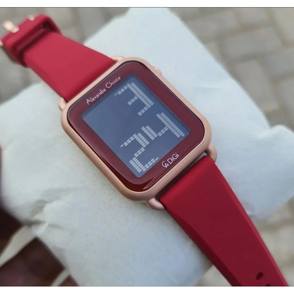 ORIGINAL GARANSI RESMI 1 TAHUN JAM TANGAN WANITA ALEXANDRE CHRISTIE CEWEK DIGITAL RUBBER STRAP ARLOJ