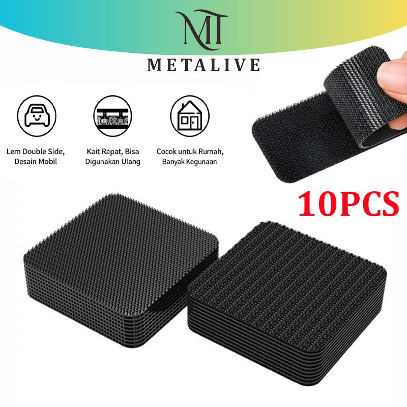 METALIVE Velcro Perekat Anti Slip Double Tape Velcro Anti Geser Karpet Mobil Lem Dua Sisi Kotak 10 P