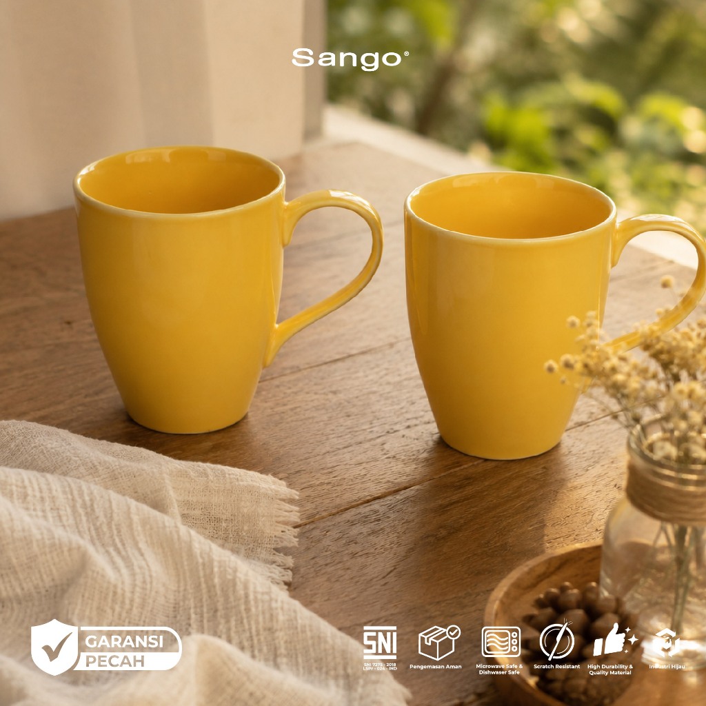 Sango Mug Pop Isi 2 | Set Gelas Cangkir Kopi Souvenir Mewah Classic Elegan Premium Estetik SNI