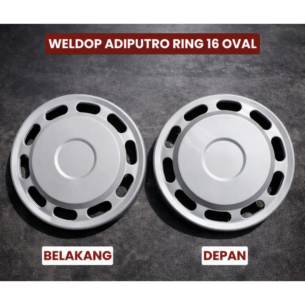 (4 biji) Weldop Truk Adiputro Ring 16 Oval Dop Velg Truk Engkel Depan Belakang Premium Bonus Dudukan