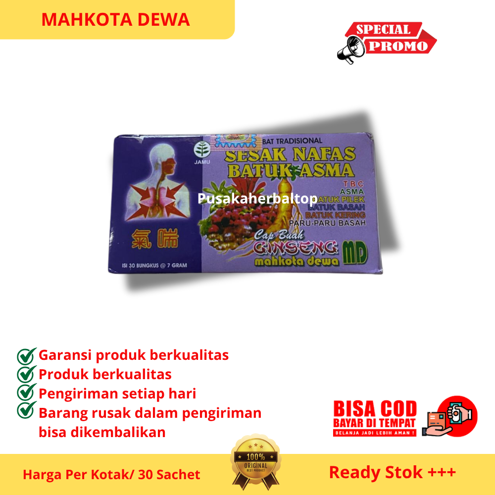 Mahkota Dewa Batuk Asma 30 Sachet Sesak Nafas Serbuk 30 Sachet