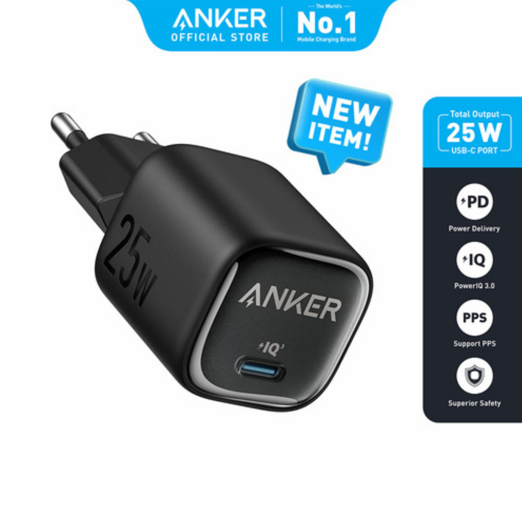 ADAPTER GAN ANKER 25W USB C EG/TR/ID/CL A2656L11 HITAM