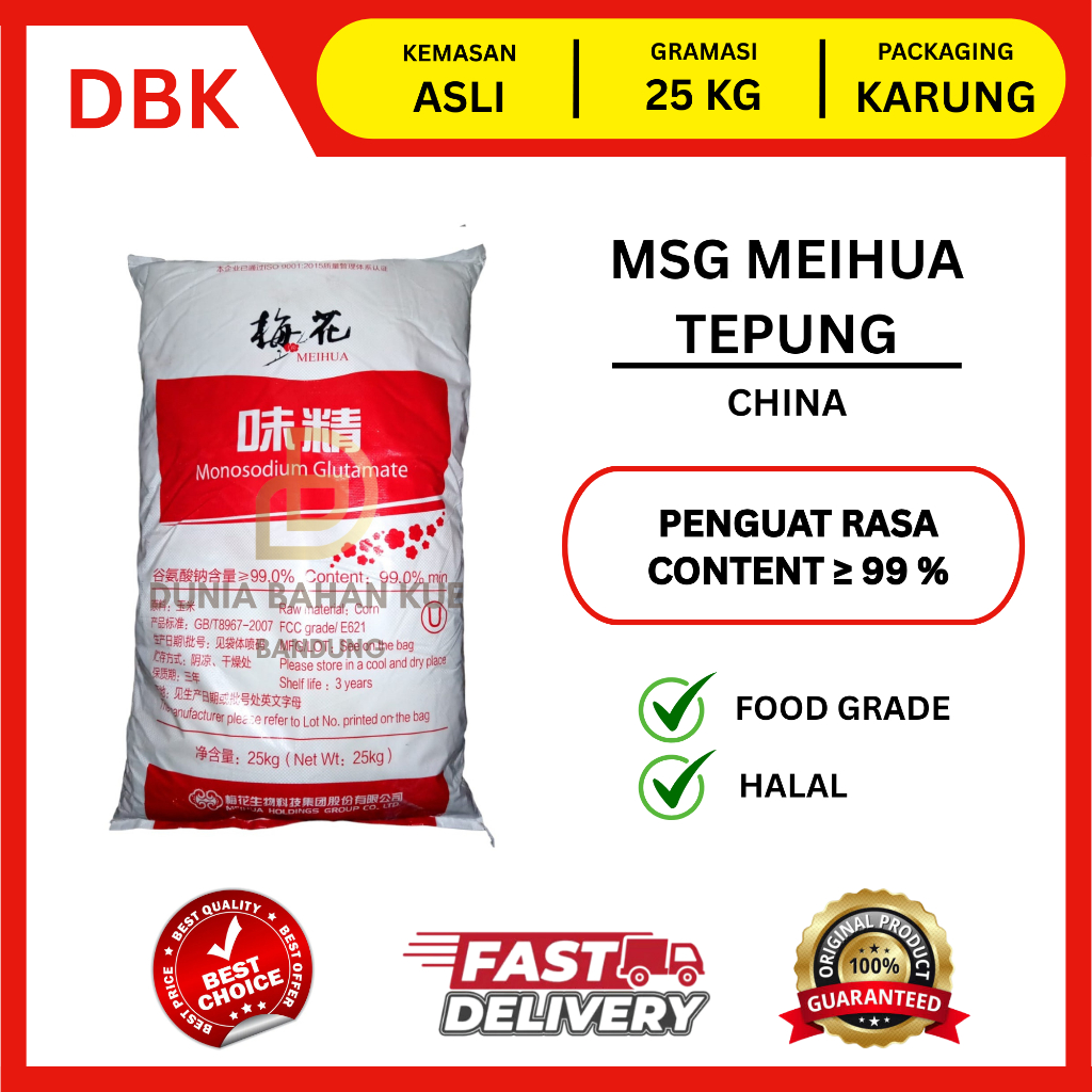 PURE MONOSODIUM GLUTAMATE TEPUNG / MSG / PECIN / MICIN/ VETSIN | 25 KG