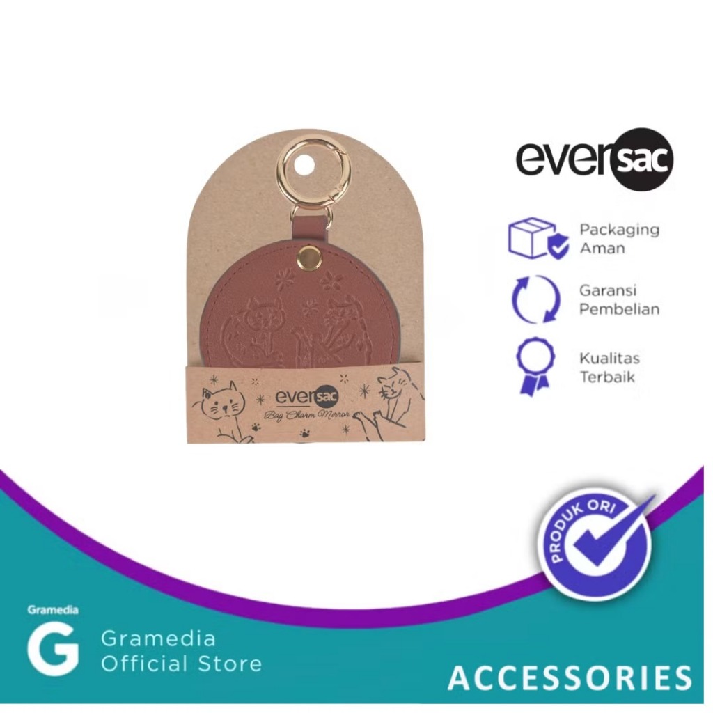 Gramedia Karawaci - Eversac Bag Charm Mirror Ladies Brown