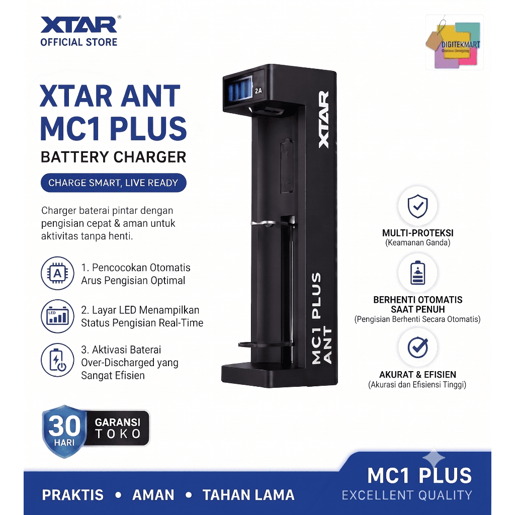 XTAR MC1 Plus Single Slot Lithium Battery Charger USB