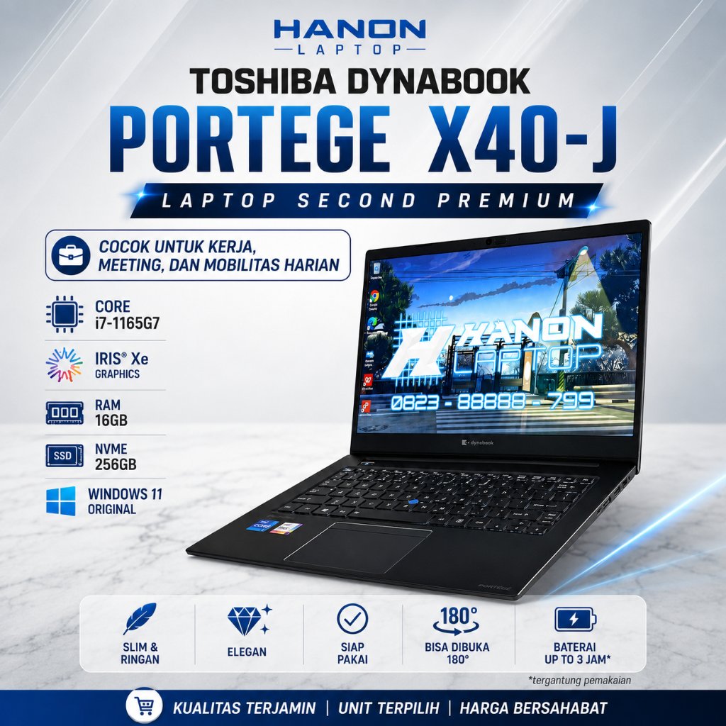 Toshiba Dynabook Portege X40J [14 INCH FHD | i7-1165G7 | Iris XE 96EU | 16GB | 256GB] LAPTOP SECOND 