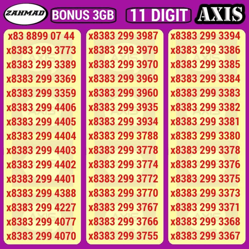 AXIS-D) NOCAN AXIS 11 Digit kartu perdana nomor cantik 11digit murah