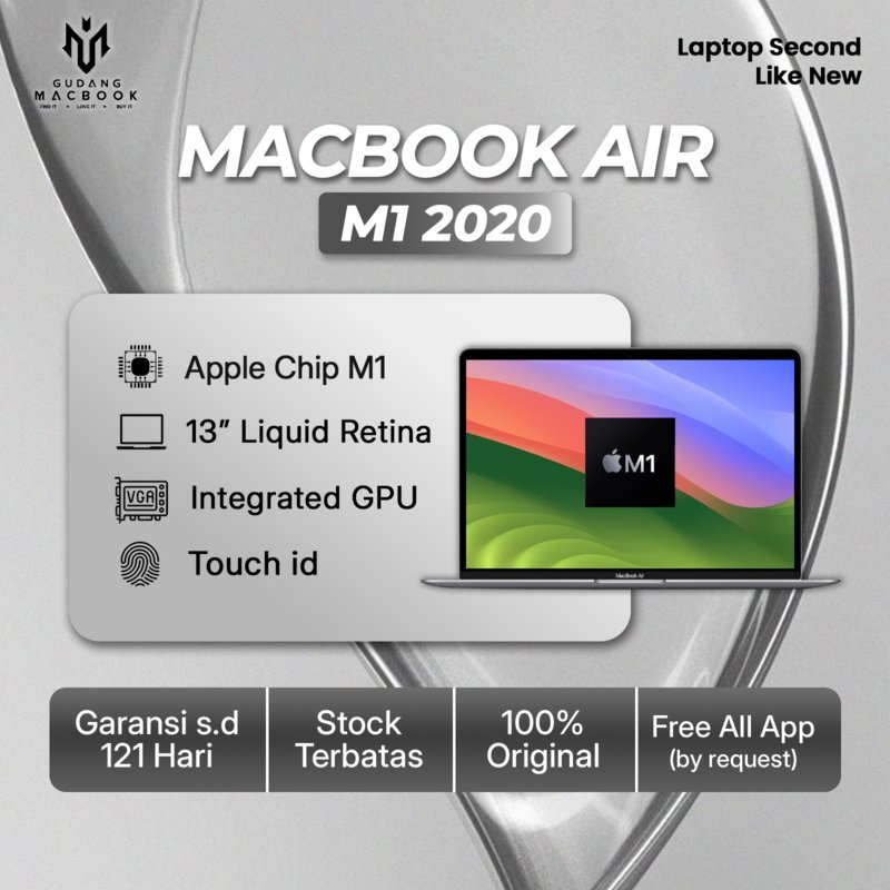 MACBOOK AIR M1 RETINA 13INCH RAM 8GB SSD 16GB ORIGINAL