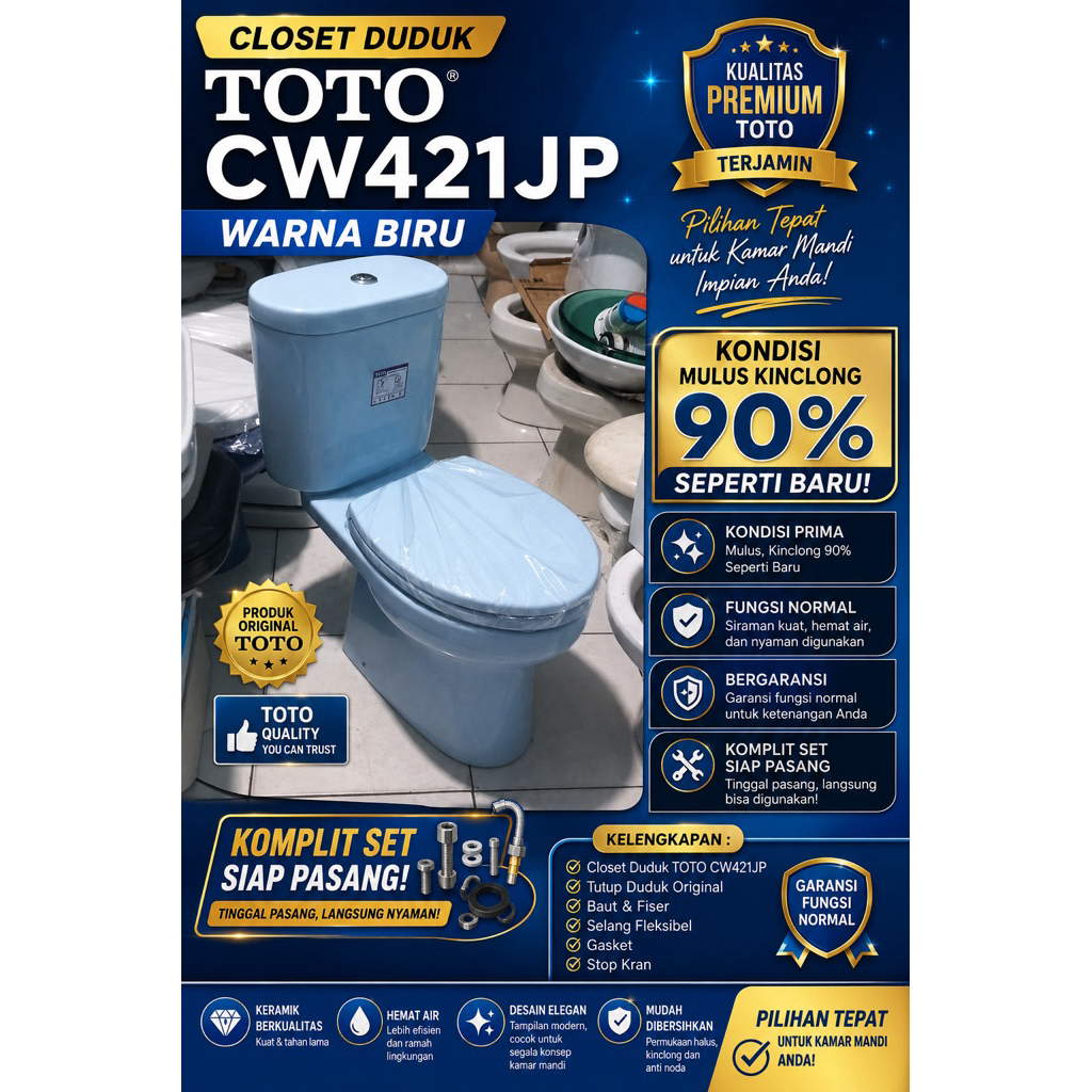 CLOSET DUDUK TOTO CW421JP BIRU MUDA|CLOSET TOTO CW421 BIRU MUDA