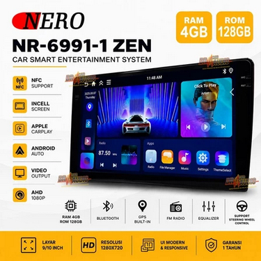 Headunit Android Mobil Nero NR-6991-9 ZEN RAM 4/128GB Layar QLED InCell Bisa NFC
