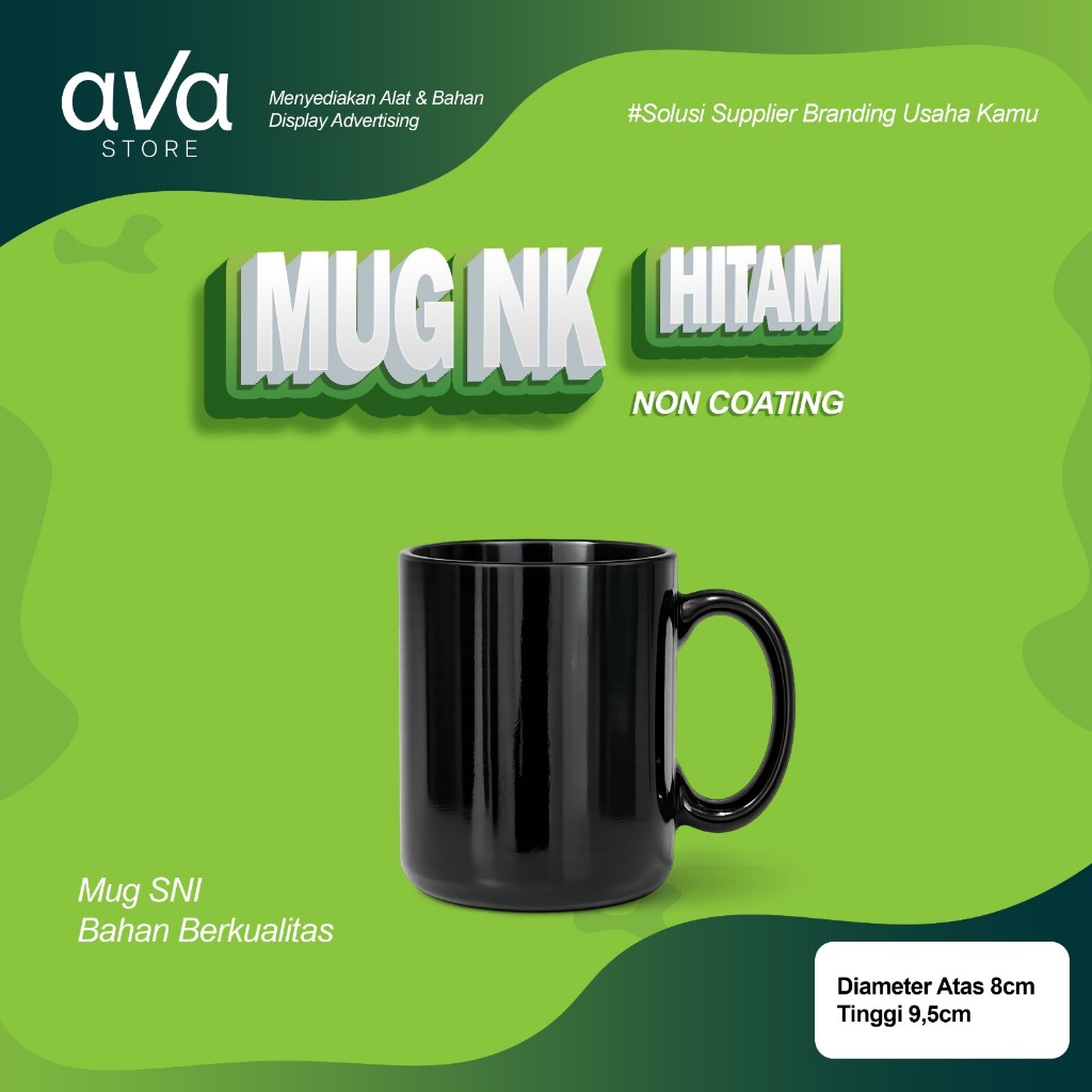 MUG HITAM KERAMIK NON COATING