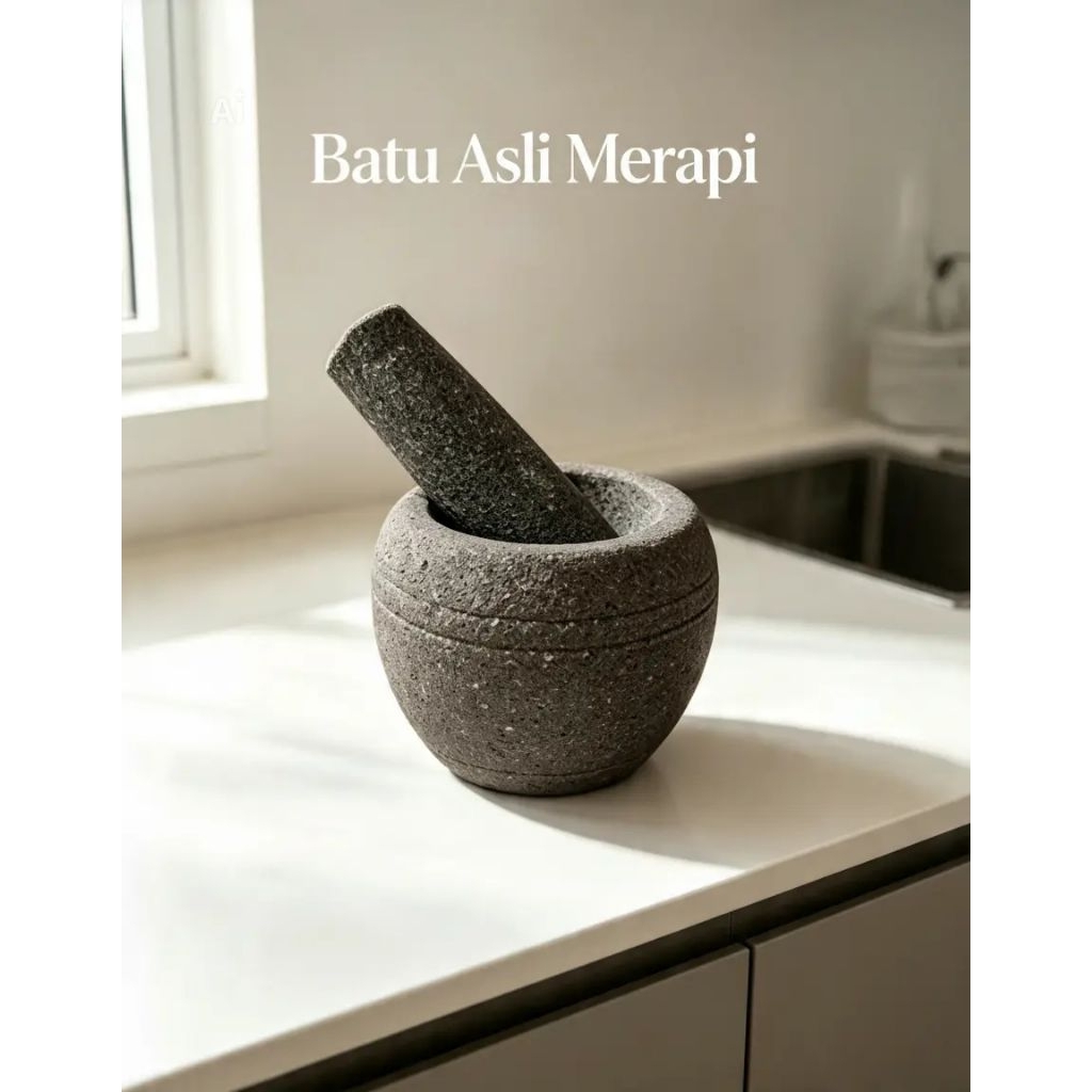 1 set Lumpang Batu Mini Asli Merapi + 12 cm - Lesung