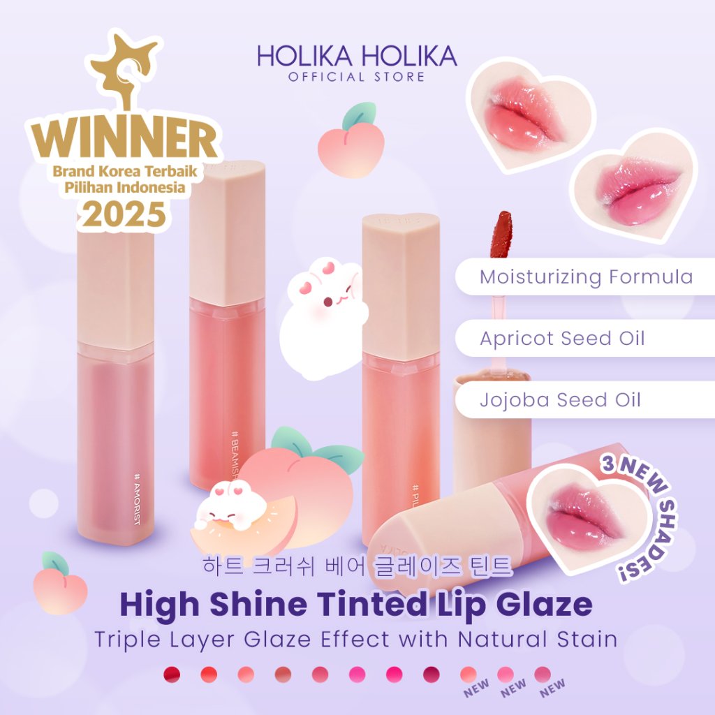 Holika Holika Heart Crush Bare Glaze Tint | Tinted Lip Glaze with Natural Stain