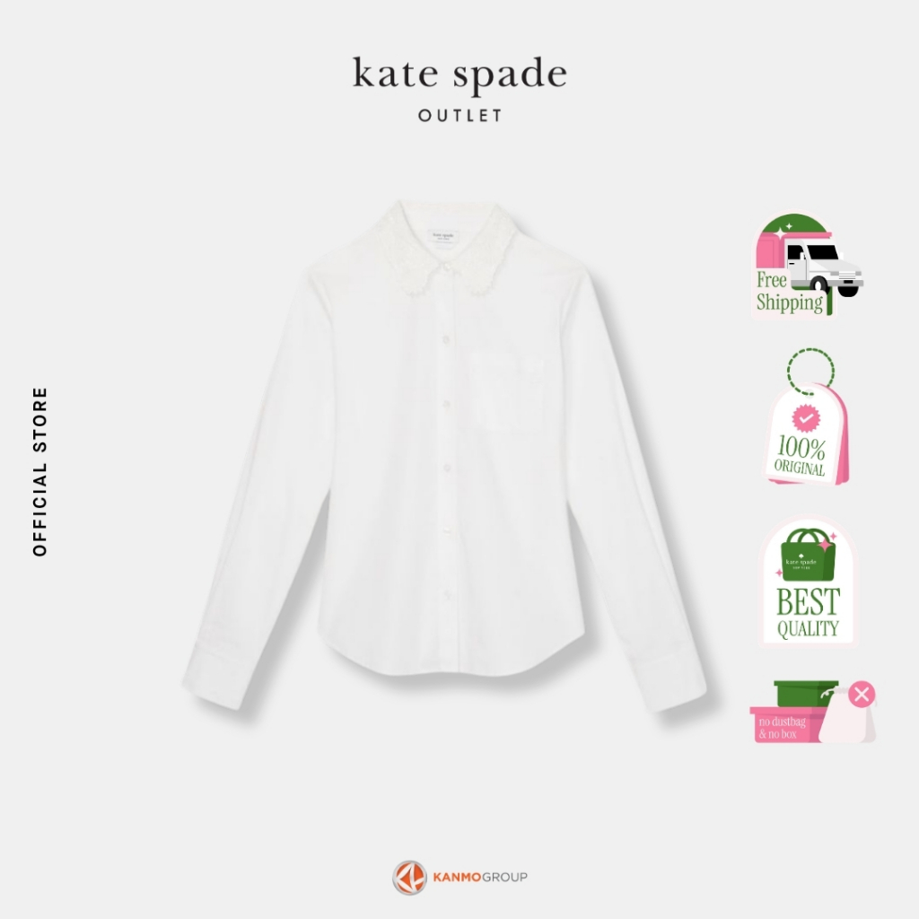 Kate Spade Daisy Lace Collar Button Up - Blouse Wanita
