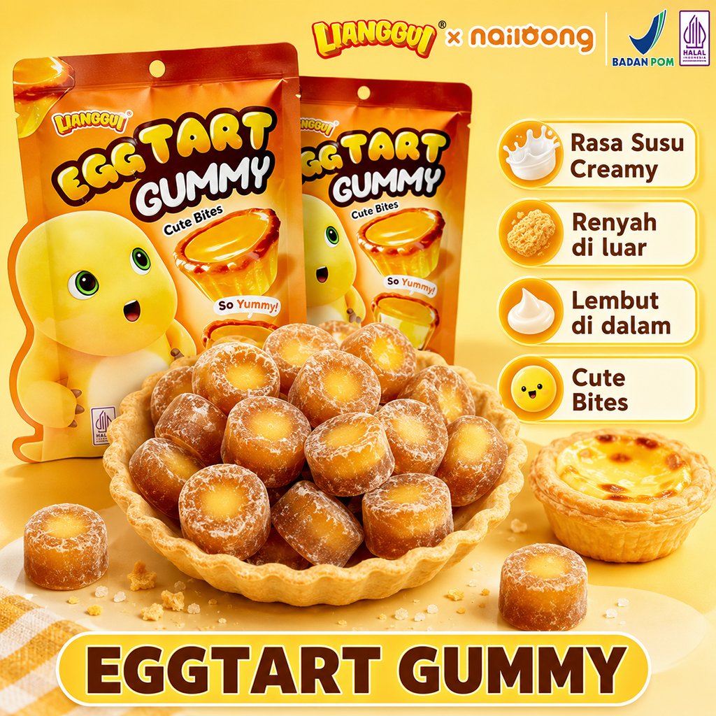 LIANGGUI Permen Unik Bentuk Egg Tart Mini - Candy Lucu Rasa Vla Susu - Camilan Kekinian Aesthetic - 
