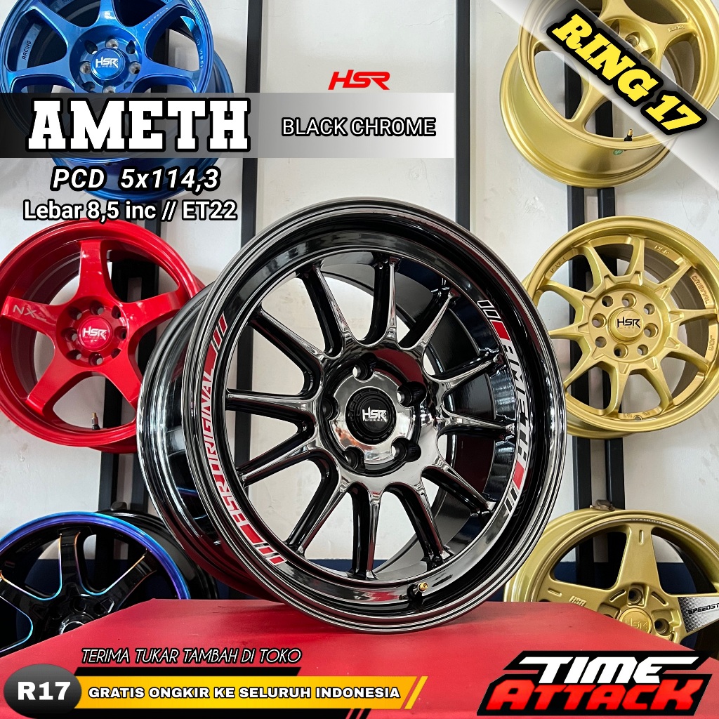 VELG MOBIL INNOVA REBORN HSR TIPE AMETH RING 17 BLACK CHROME DESAIN MEWAH - VELG HSR WHEEL BOGOR