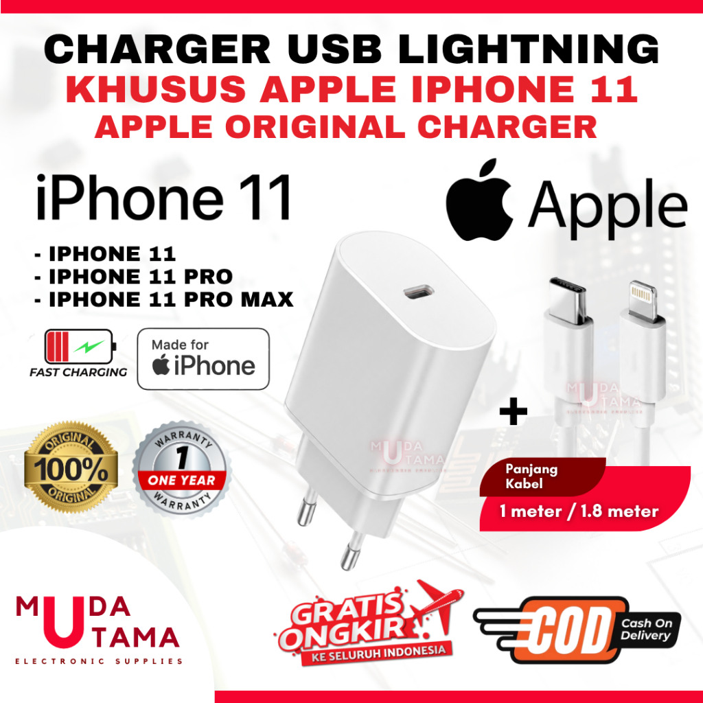 Charger Apple Iphone 11 11 Pro 11 Pro Max ORIGINAL USB Lightning - Charger Apple Iphone 11 Original 