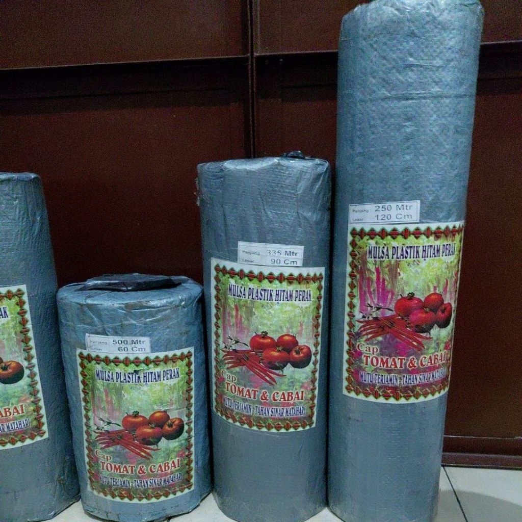 Mulsa hitam perak merek tomat cabe isi 250mtr per rol