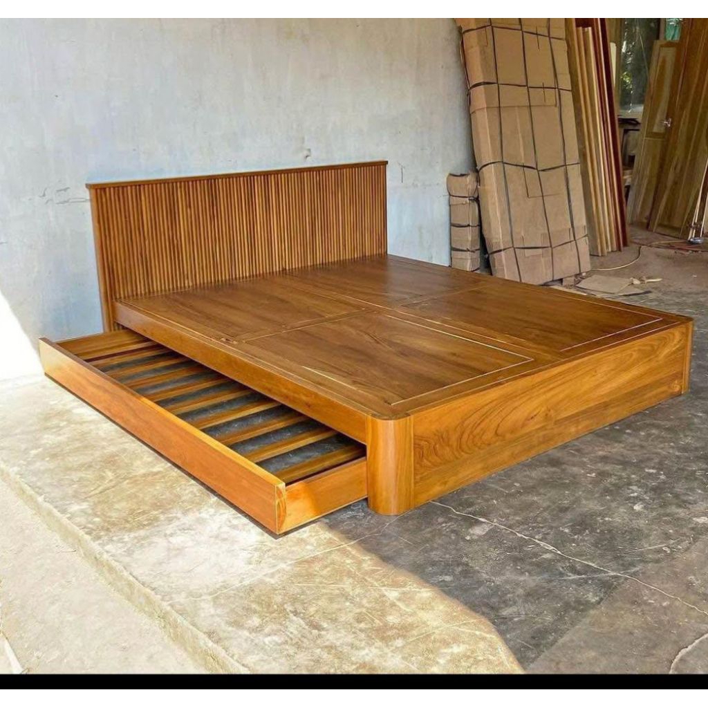 Dipan Tempat Tidur Minimalis Kayu Jati Tahan Lama