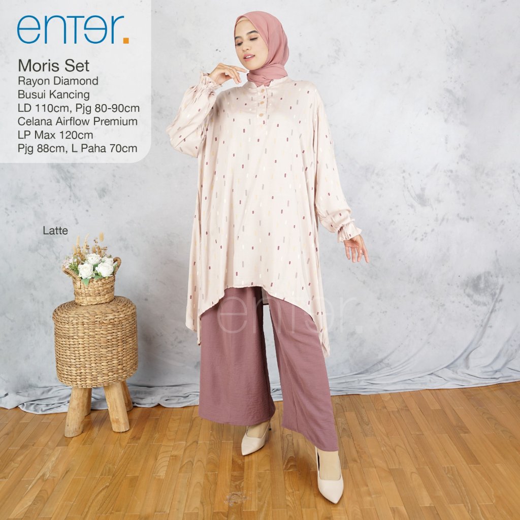 enter setelan jumbo wanita kekinian ld 110 moris setelan bermotif mat rayon diamond