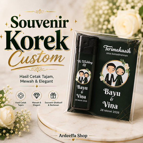 Mewah dan Elegant - Souvenir Pernikahan Korek Api Custom | Custom Nama dan Tgl Acara