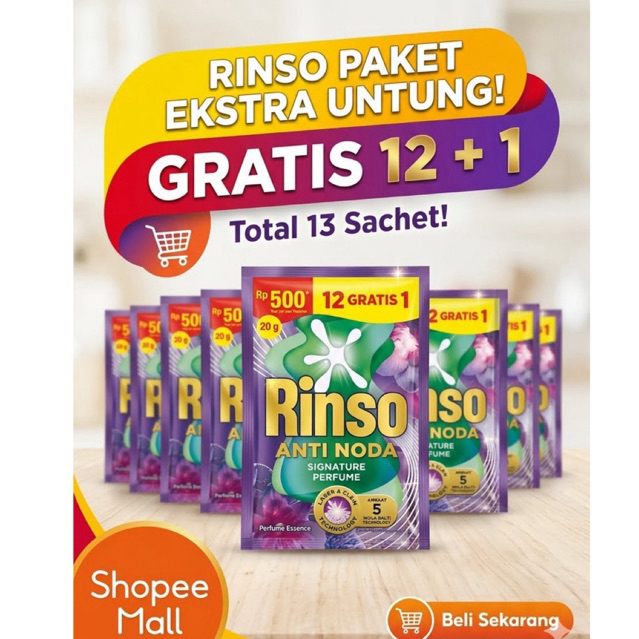 1 Dus 96 Sachet Rinso Cair Anti Noda 20ml ( PARFUME ESSENCE , UNGU )