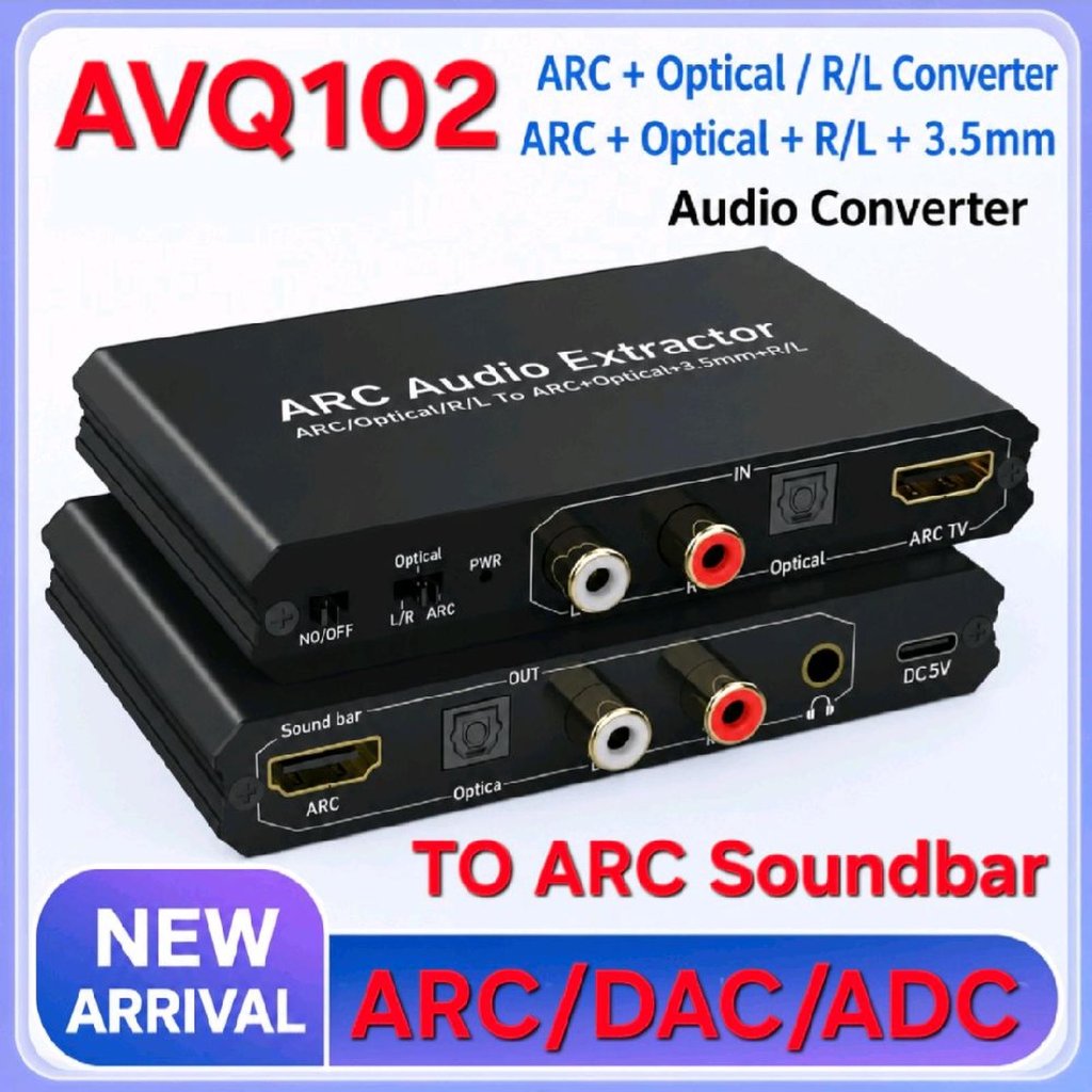 AVPRO AVQ102 HDMI ARC Audio Extractor / Optical / Analog to HDMI ARC Speaker / SPDIF Optical / RCA /