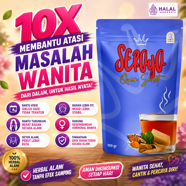 SERAYA Queen Secret Minuman Herbal Wanita | Minuman Rempah Alami Pelancar Haid | Mentruasi Lancar | 